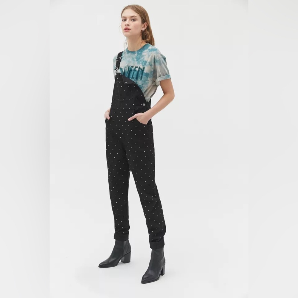 Weworewhat Basic Crystal Denim Overalls Size M Pe… - image 4